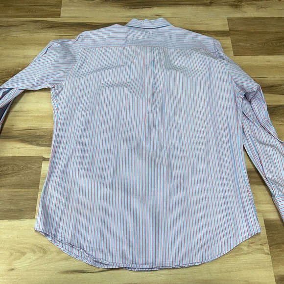 PETER MILLAR Seaside Collection Shirt Mens Large Pink Striped Long Sleeve Silk - Picture 8 of 8